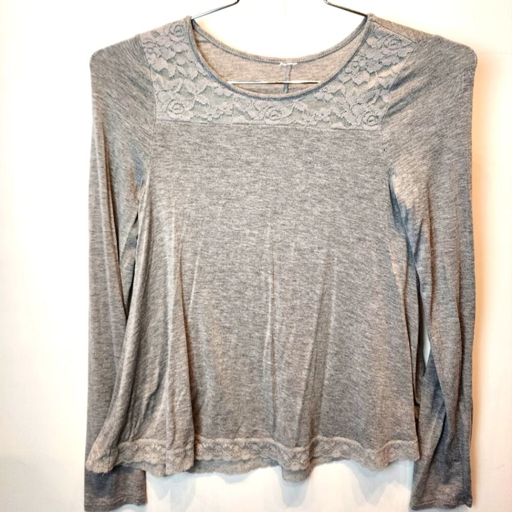 Grey Lightweight Lace Cool Tunic Top Flowy Juniors‎  Size L